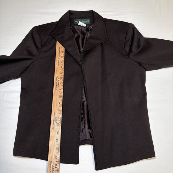 Harve Benard NWT SZ 10 Women’s Brown Wool Blend Open Front Jacket Blazer Stretch - Picture 6 of 12